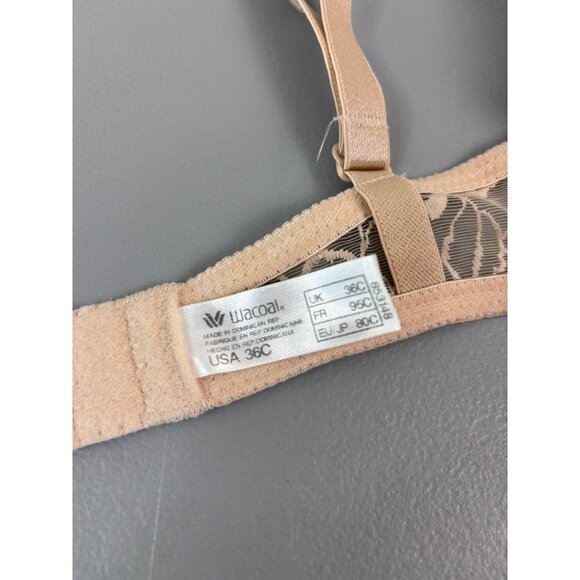 Wacoal‎ 36C beige rosy outlook contour t-shirt underwire bra lightly lined lace - Picture 5 of 5